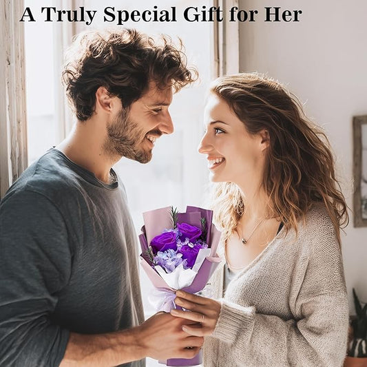 Flower bouquet for Her, Flowers for Delivery Prime, Preserved Flowers Gifts for Women, Valentines Flowers, Mom Presents from Daughter Son, Birthday Gifts, Real Roses,Purple Roses