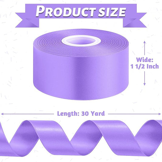Fullive 1 1/2 Inch Violet Satin Ribbon, 30 Yards Ribbons for Crafts, Polyester Ribbon for Gift Wrapping for Birthday Graduate Valentines Day Decorations DIY Bows Wrapping Bouquet Floral Arrangements