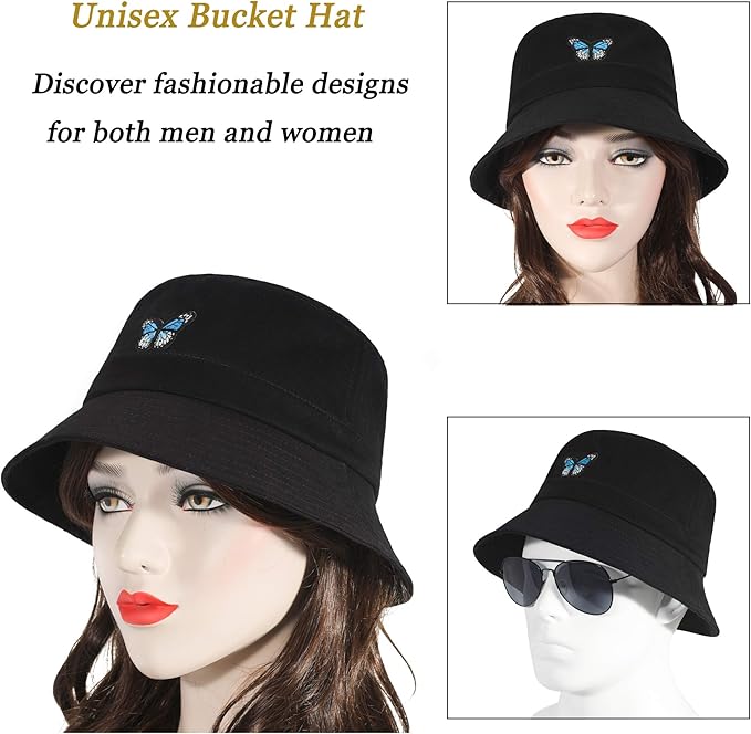 ZLYC Unisex Fashion Embroidered Bucket Hat Summer Fisherman Cap for Men Women