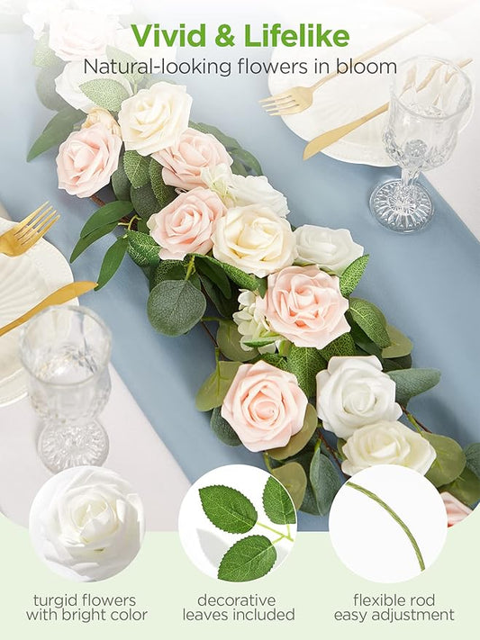 InnoGear Artificial Flowers, 100 Pcs White Foam Fake Roses Bulk with Stems for Decoration DIY Wedding Bouquets Centerpieces Bridal Shower Party Christmas Tree