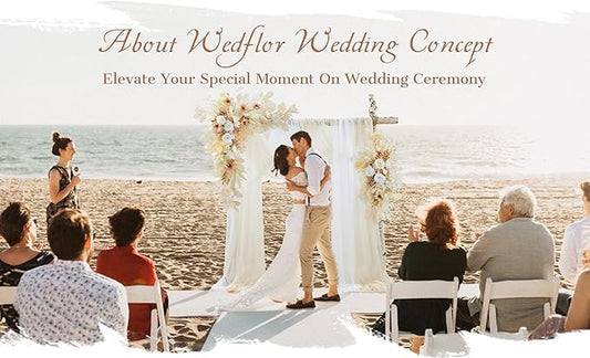 Wedding Arch Flowers with Drapes Kit (Pack of 4) - 2pcs Artificial Beige Deluxe Swag with 2pcs Sheer Drapes for Wedding Ceremony Arbor Reception Backdrop Rose Floral Decoration