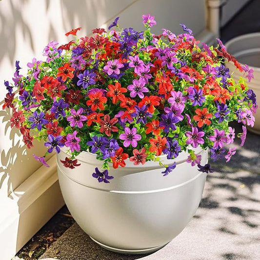 Homsunny Artificial Mums Fake Flowers for Outdoors Decoration, 12 Bundles Faux Silk Daisy Plants UV Resistant for Outside Garden Front Door Porch Planter Patio Yard (Mix)