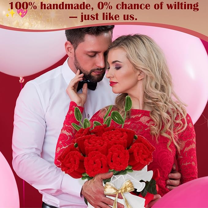 500 PCS Pipe Cleaners Craft Kit for Flower Making Rose DIY Material Bundle with 20 Stems, 100 Stamens, Ribbon, Tulle, Glue Sticks & Step-by-Step Guide - Vibrant Colors, Non-Shedding, Fade-Resistan
