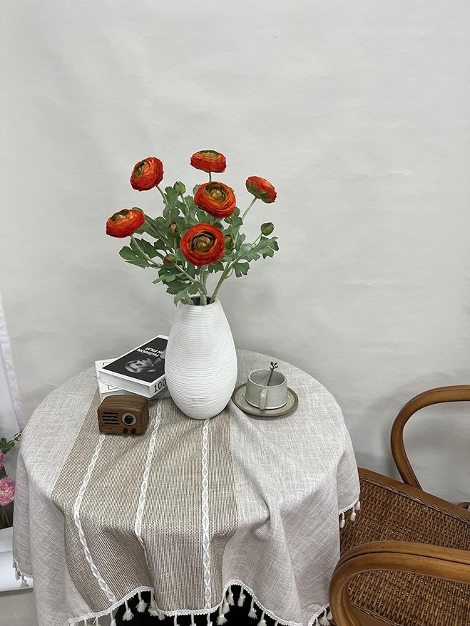 ATFL Orange red Ranunculus Artificial Flowers,6 Pcs Artificial Faux Silk Ranunculus Flowers with Real Touch Stems,Fake Peony Flowers for Floral Arrangements DIY Wedding Bouquet Party Table Home Decor