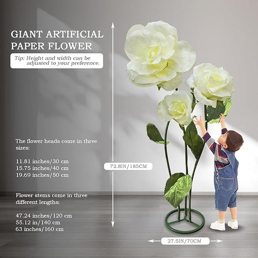 Large Artificial Faux Flower Set Outdoor/Indoor Decor - 3D Giant Flowers for Decoration for Garden Hotel Office Photography Props Wedding Art Gallery Shop Window Display (Yellow)