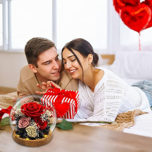MOKOQI Birthday Gifts for Women Forever Flowers in Glass Dome, Fresh Flowers for Delivery Prime Forever Rose Gift for her Mom Wife Grandma on Christmas Birthday Anniversary