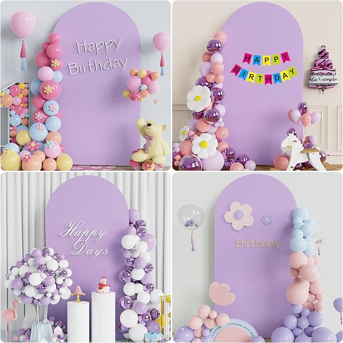 Wokceer 6.6FT Wedding Arch Cover Spandex Fitted Wedding Arch Stand Covers Round Top Chiara Arch Backdrop Cover for Birthday Party Ceremony Banquet Decoration Lavender