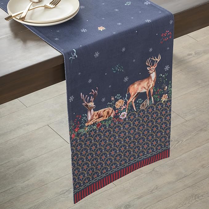 Maison d' Hermine Table Runner 100% Cotton Double Layer Table Runners 108 inches Long for Thanksgiving Christmas Decorations Home Kitchen Dining Party Wedding (Christmas Joy, 14.5" x 108")