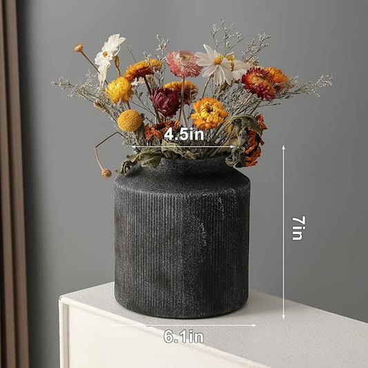 Farmhouse Vase for Home Decor, Vintage Rustic Terracotta Flower Vase Suitable for Home Decor, Living Room, Shelf, Dining Table. 7IN(Frosted Dark Blue) ZSHLXM