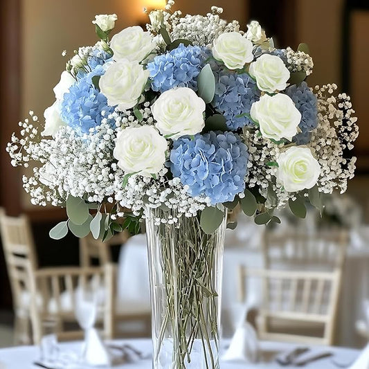 50pcs Artificial Roses Flowers in Bulk,Realistic Silk Fake Rose with Long Stem for Wedding Centerpieces Bouquet Party Floral Arrangement Home Decoration(Ivory White)