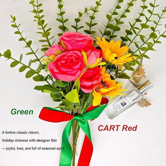 3/8 Ribbon, Green & Cart Red Two-Tone Double Faced Satin Ribbon for Christmas, Gift Wrapping, Flower Bouquet, Bow, Hair, Wedding, DIY Crafts, Holiday Party Decorations, 30 Yards Total