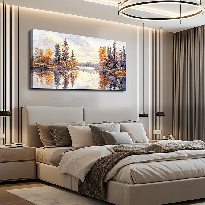PHAOHUAXM Abstract Ink Landscape Painting Wall Art Painting Modern Canvas Print Natural Landscape Art Pictures Living Room Dining Room Wall Decor Bedroom Office Home Decoration Aesthetics 20x40 In
