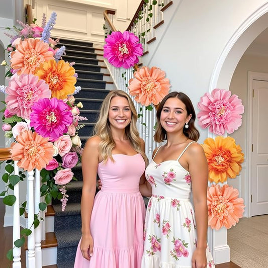12PCS Tissue Paper Flowers,Handmade Colorful Giant Crepe Artificial Flowers Decorations for Wall,12 Inches Large Flowers for Wedding Birthday BabyShower Party Home Decor Supplies