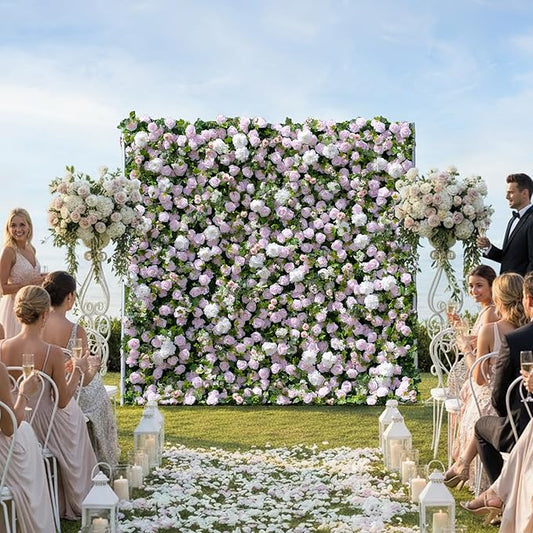 Artificial Luxury Flower Wall Panels, Gorgeous 3D Silk Floral Backdrop for Wedding, Baby Show, Party and Home Decor, Quick Assembly/Storage, Eco & Pet Friendly, 2 pcs, Each Panel 2 * 8 ft.