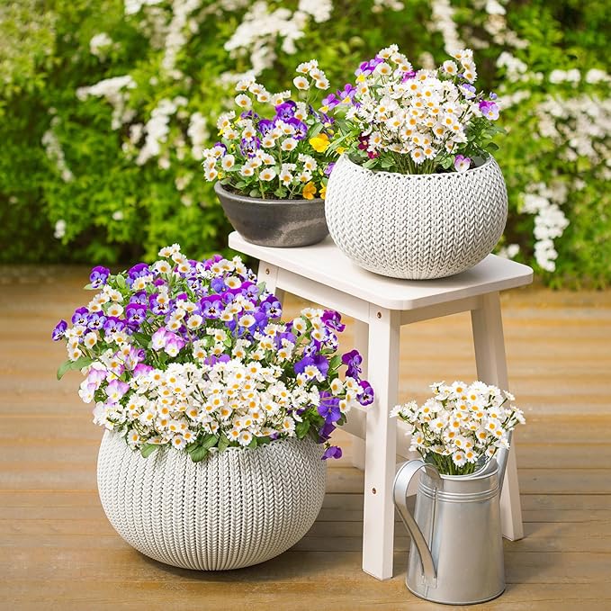 36Pcs Artificial White Daisy Flowers, 6 Bundles 10 Inch Small Fake Daisies for Home Summer Decor, Fake Spring Wild Flowers for Party Decoration