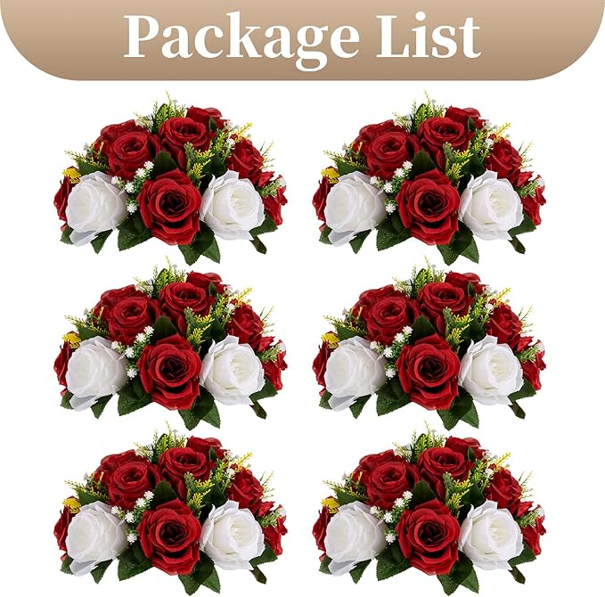 Sziqiqi Red Fake Flowers for Wedding Centerpiece Kissing Flower Balls for Tables Flower Centerpieces Arrangement for Party Road Lead