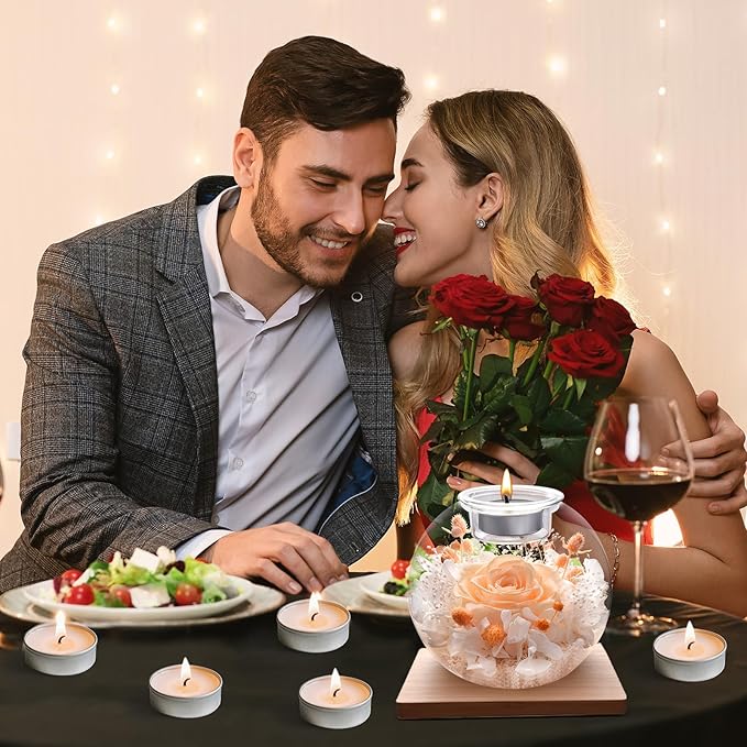 Christmas Birthday Gifts for Women Preserved Roses in Glass Dome with Scented - Romantic Preserved Flower for Women, Girlfriend, Wife, Mom, Grandma, Sister, Her-Champagne