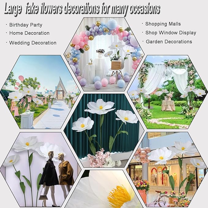 5.9 Ft Large Paper Artificial Flowers,Giant Flowers for Decoration,Standing Huge Handcrafted Poppy Flowers for Garden,Hotel,Office,Photography Props,Wedding,Art Gallery,Shop Window Display(Rose)