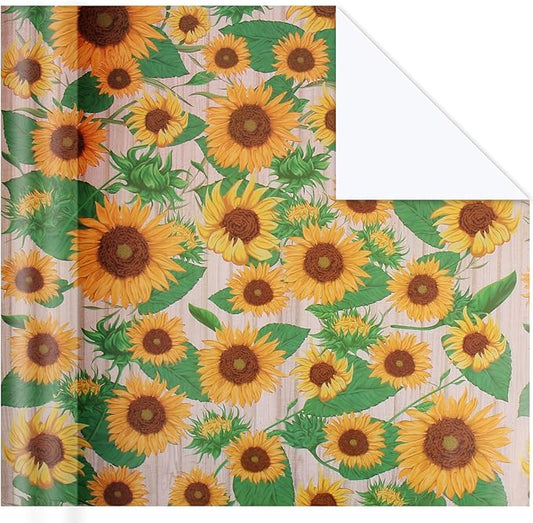 Aimyoo Sunflower Floral Wrapping Paper Roll 17 in x 10 ft, Yellow Flower Gift Wrap for Wedding Bridal Shower Women Birthday