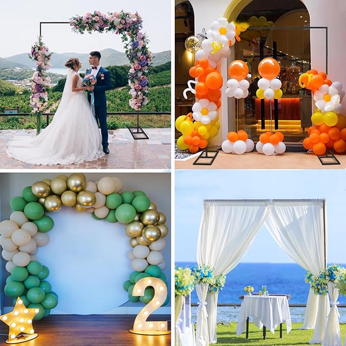 6.6FT Black Metal Wedding Arches for Ceremony Square Balloon Arch Stand Rectangular Backdrop Stand for Anniversary Birthday Party Bridal Shower Home Indoor Outdoor Decoration