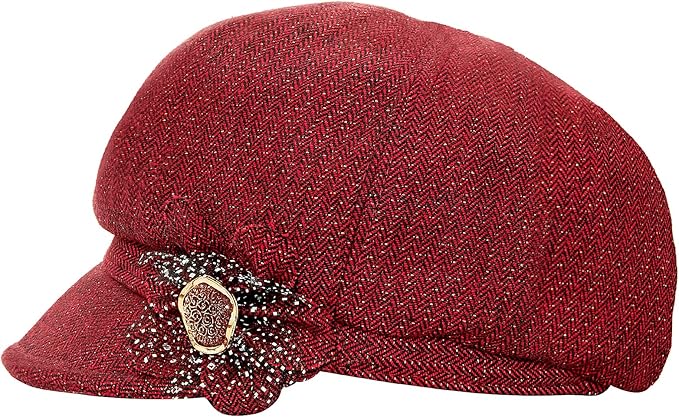 Women Retro Classic Visor Newsboy Cabbie Cap Beret Hats with Flower Buckle for Woman Ladies