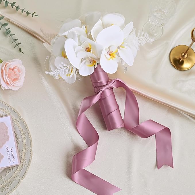 Double Face Rose Mauve Satin Ribbon 1-1/2 inch X 50 Yards Polyester Rose Mauve Ribbon for Gift Wrapping Very Suitable for Weddings Party Hair Bow Invitation Decorations and More