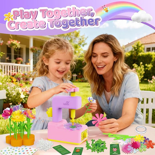 Kiditos DIY Flower Maker Toy Kit – Fabric Flower Bouquet Machine with Accessories, Creative Arts & Crafts Activity Set – Birthday Present, Party Favor & Christmas 2025 Holiday Gift for Kids Ages 3+