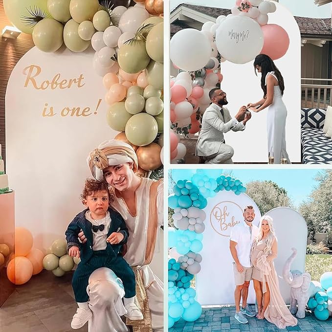 7.2FT Wedding Arch Cover Spandex Fitted Wedding Arch Stand Covers Round Top Chiara Arch Backdrop Cover for Birthday Party Ceremony Banquet Decoration White(Only Cover)