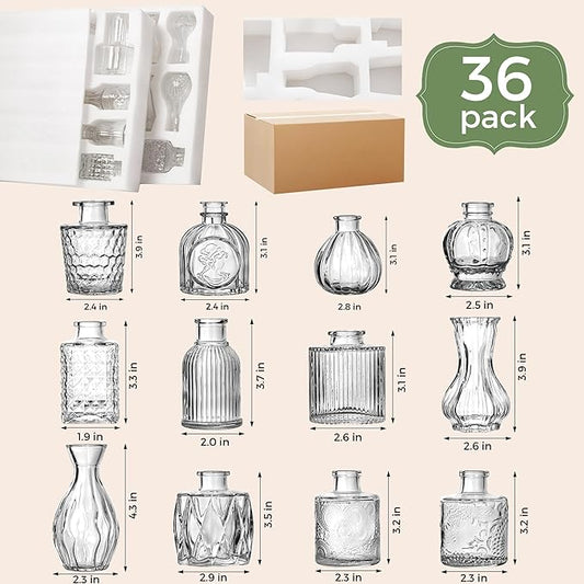 Bud Vase Set of 36PCS, Wedding Centerpieces for Tables Mini Clear Bud Vases for Flowers Small Flower Vases Suitable for Birthday Party Anniversary Wedding Baby Shower