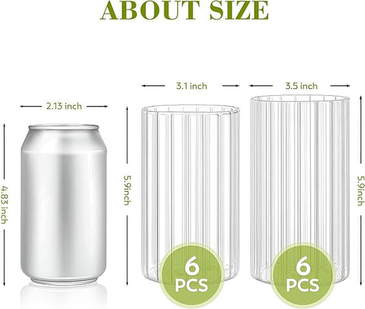 16 Packs Ribbed Glass Vase, 5.5/6 Inch Tall Clear Propagation Flower Vases in Bulk Glass Cylinder Vases for Centerpieces, Floating Candle Vases for House Warming Decoration Party