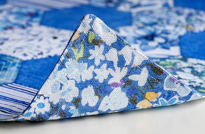 Maison d' Hermine Placemats Set of 4 100% Cotton Washable Cloth Place Mats, Reusable Table Mats for Kitchen Dining Decoration, Party, Wedding, Restaurant Spring/Summer (Summer Blues, 13" x 19")
