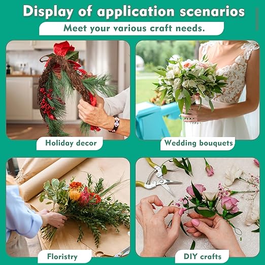 Floral Tape and Wire, Florist Arrangement Tools Kit with Floral Tape Wire Cutter Boutonniere Pin for Bouquets,Wrap Florist,Flower Project