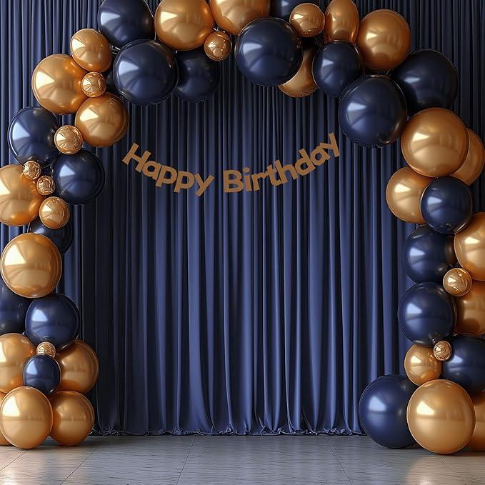 20x10ft Wrinkle Free Navy Blue Backdrop Curtain for Parties Soft Fabric Drapes Wedding Curtain Backdrop for Birthday Party Decorations Background for Photography 5x10ft, 4 Panels