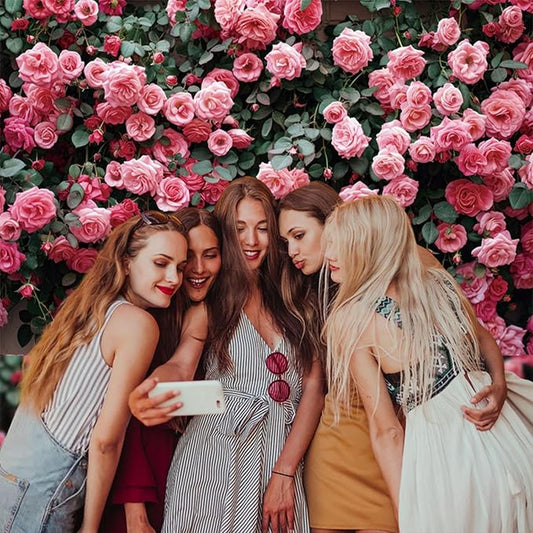 12x8ft Pink Rose Flower Photo Background Wedding Bridal Newborn Shower Birthday Party Photography Backdrops Banner Decor Anniversary Ceremony Couple Studio Props