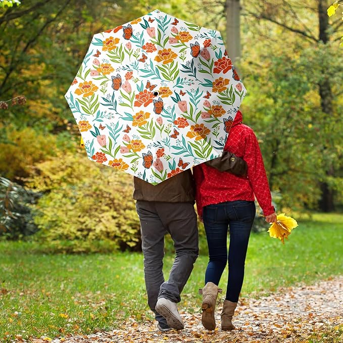 Small Compact Travel Automatic Folding Umbrella for Women, Portable Lightweight, Rain, Wind, UV Sun Shade