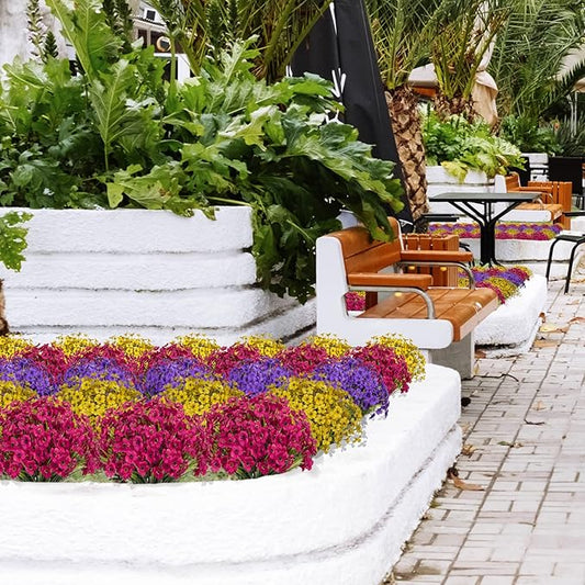 15 Bundles Artificial Flowers Fake Silk Flowers Outdoor UV Resistant Faux Flowers Plastic Fabric Greenery Plants for Hanging Planter Kitchen Home Office Wedding Garden Decoration (Orange)
