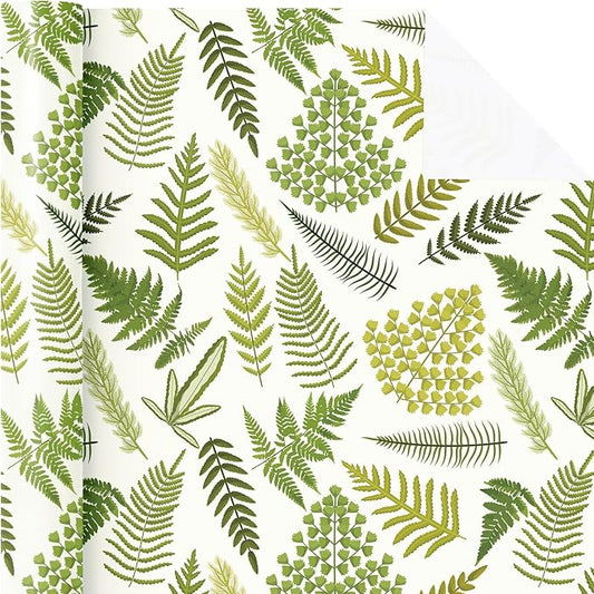 WRAPAHOLIC Fern Wrapping Paper Roll - Mini Roll - 17 Inch x 33 Feet - Woodland Fern Botanical Wrapping Paper Perfect for Birthday, Wedding, Baby Shower