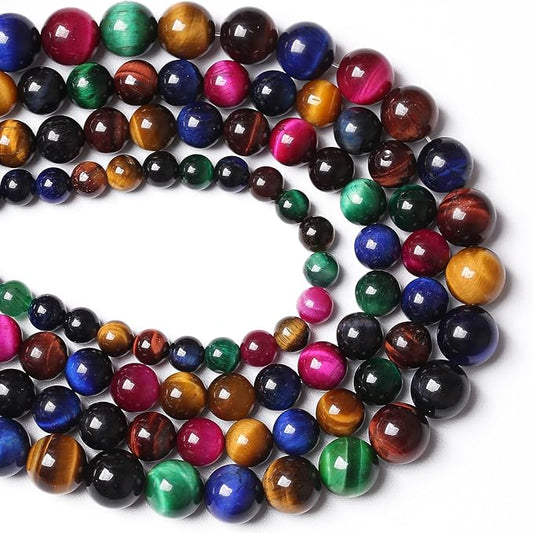 4MM 88PCS Colorful Tiger Eye Natural Stone Beads Crystal Spacer Loose Beads for Jewelry Making DIY Bracelet 1 Strand 15 inches