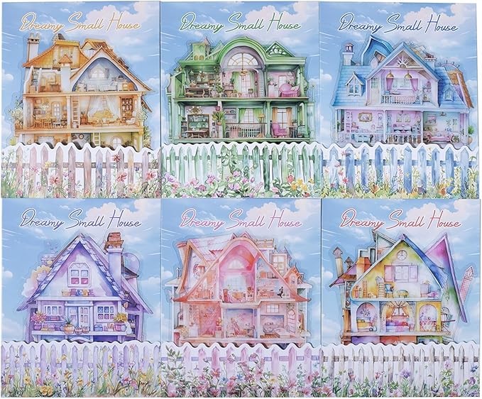TIAMECH Dreamy Little Nest PET Stickers - 30 Pcs Warm Home & Rainbow Residence Cottage Design, Waterproof Sticker for Journaling & Scrapbooking, Junk Journal Supplies, Ephemera & DIY Crafts
