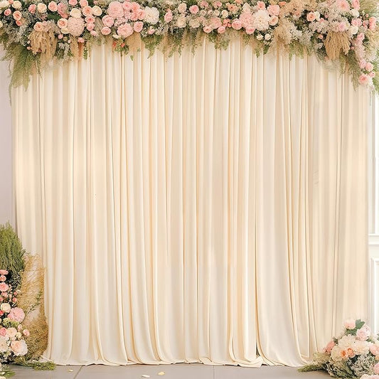 Deep Champagne Backdrop Curtain 2 Panels-Wrinkle-Free Curtains Polyester Photography Drapes for Baby Shower Birthday Party Photo Background Backdrop Stand- 8 X10FT (Champagne)