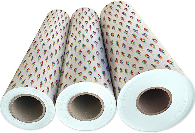 Jillson Roberts Bulk Gift Wrap, Everyday Gift Wrapping Supplies, Bunch of Balloons, Full Ream 833 feet x 24 inches