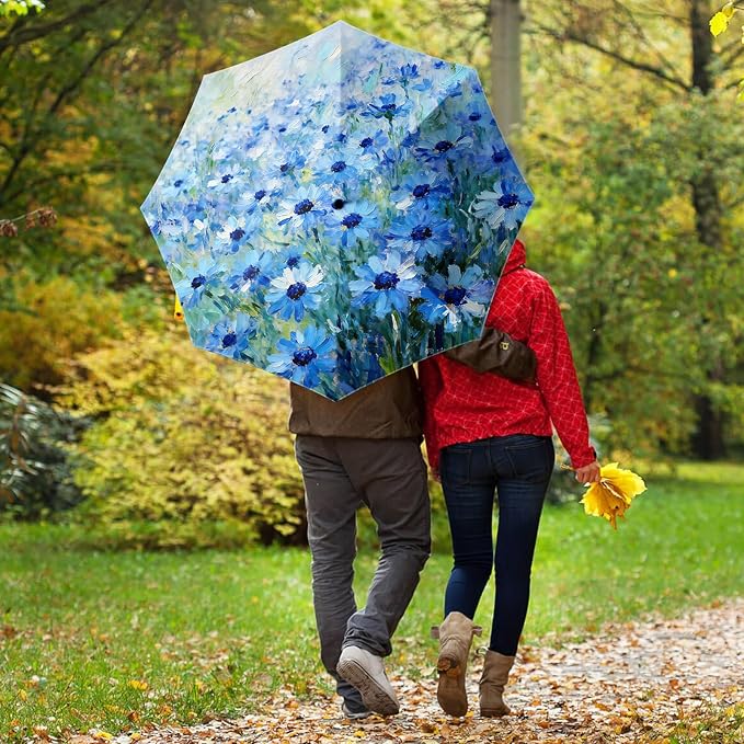 Small Compact Travel Automatic Folding Umbrella for Women, Portable Lightweight, Rain, Wind, UV Sun Shade