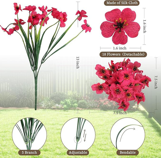 24 Rose Red Bundles Artificial Flowers for Outdoors/Indoors Fake Flowers Plants for Indoor Outside Garden Porch Window Box Home Wedding Farmhouse