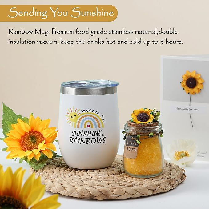 Sunflower Gifts for Women Sending Sunshine Gift-Birthday Christmas Gifts for Women Unique-Thank You-Self Care Package-Get Well Gift-Inspirational Spa Gift Basket for Mom Grandma Wife Friends Sister