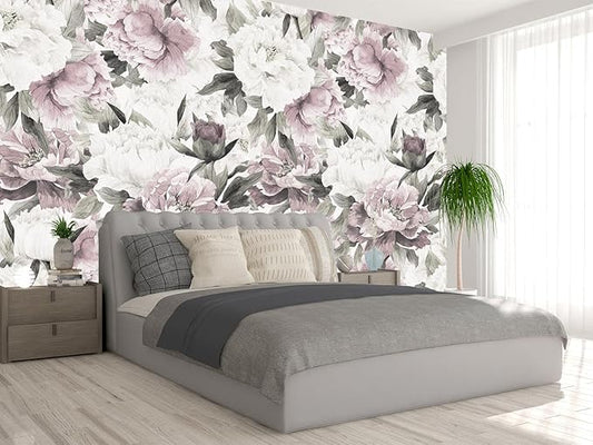 Cliouar-Vintage Purple Pink Rose Bedroom Living Room Decor Wallpaper Mural Bedroom Living Room Decor 158" x 110"(Not Self-Adhesive)