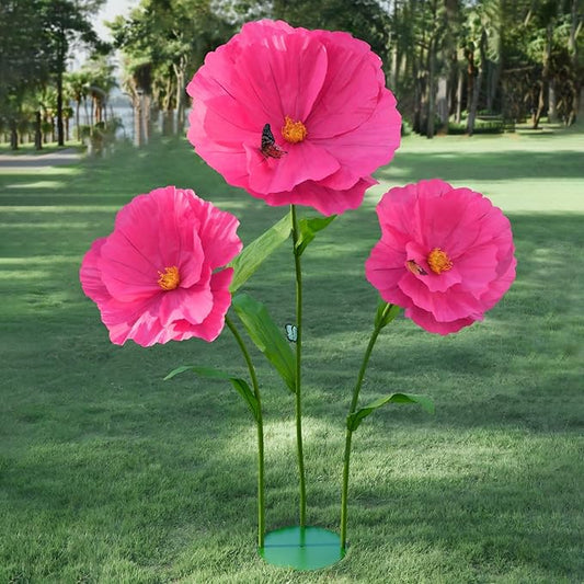 5.8 Ft Giant Artificial Flowers,Large Paper Flower,Huge Poppy Flowers Decoration for Wedding,Hotel,Office,Window Display and Home Farmhouse Decor(Red)