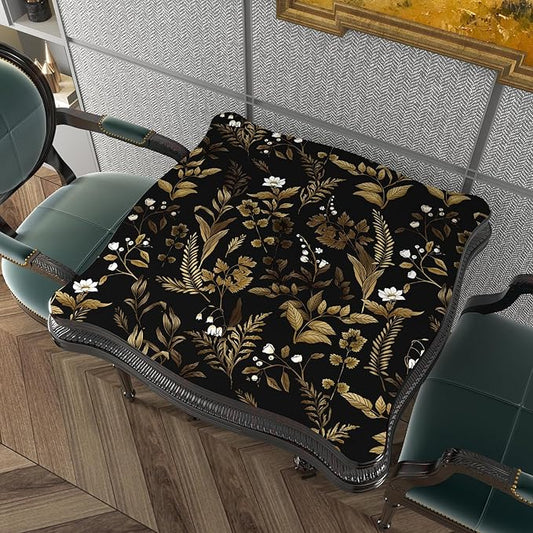 Dark Floral Peel and Stick Wallpaper, Vintage Leaf Pattern Black Gold Self Adhesive Removable Wallpaper for Bedroom Cabinet Kitchen, Vinyl Modern Contact Paper Retro Black Gold 17.5In x 118In