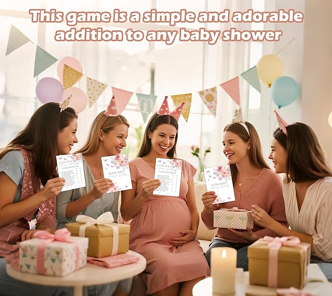 Baby in Bloom Baby Shower Games, Floral Guess Who Mommy or Daddy Game for 30 Guests with Game Cards, Gender Reveal, Baby Shower Supplies & Decorations (DV19)