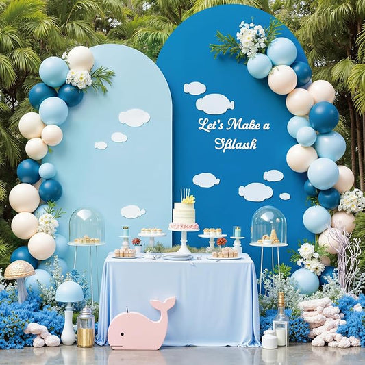 Blue Arch Backdrop Cover Set of 2 Baby Blue Arch Cover 7.2 and 6ft Wedding Arch Cover Stretchy Backdrop Bridal Baby Shower Birthday Party Arches Stand Covers Spandex