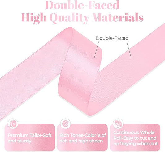 Pink Satin Ribbon, 1 Inch X 50 Yards, Premium Satin Polyester Ribbon for Gift Wrapping, Crafts, Wedding Decor